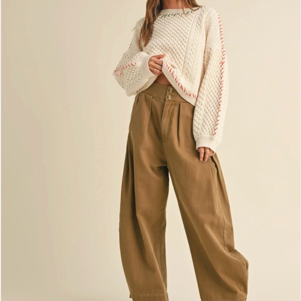 Wide Leg Women's Tan Barrel Jeans